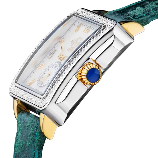 GV2 Women's Bari Diamond Mother of Pearl Dial Two Tone IP YG Case Leather Strap Watch - Image 3