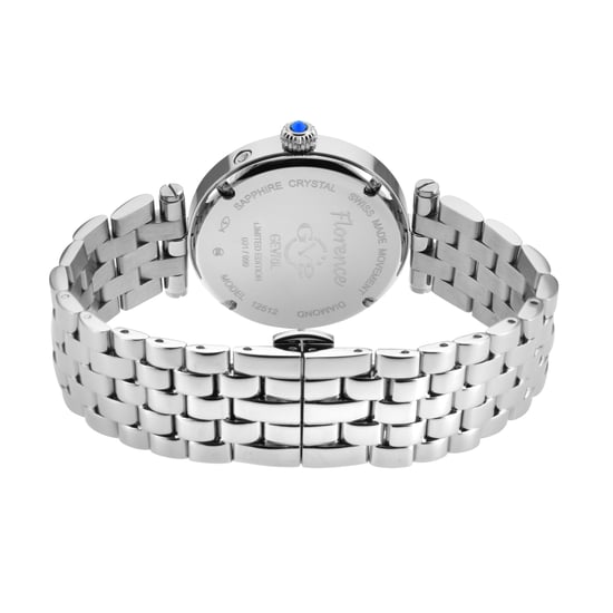 GV2 Florence Women's Blue Mother of Pearl Dial Diamond Cut Ring on Dial Stainless Steel Bracelet Watch - Image 2
