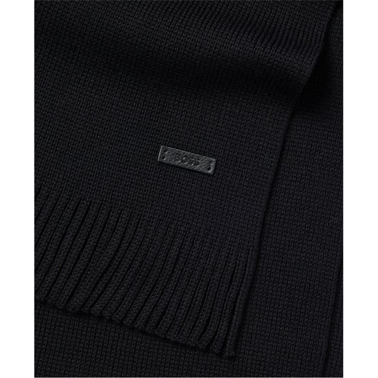 Accessories Boss Solid Oblong Scarf with Patch in Black - Image 2