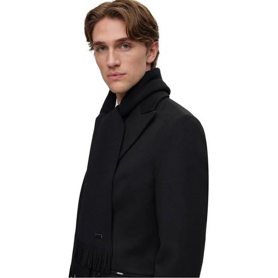 Accessories Boss Solid Oblong Scarf with Patch in Black - Image 3