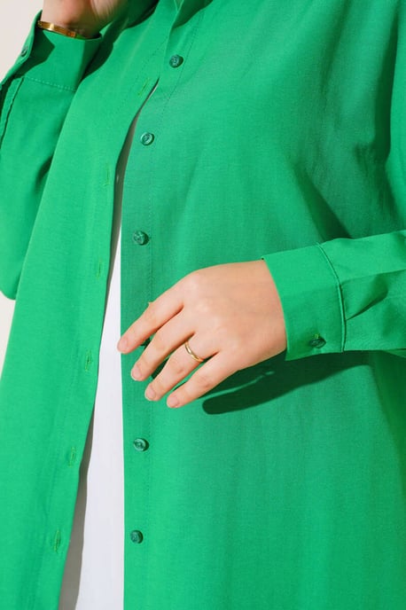 Lange Poplin Shirt met Knopsluiting - Image 3