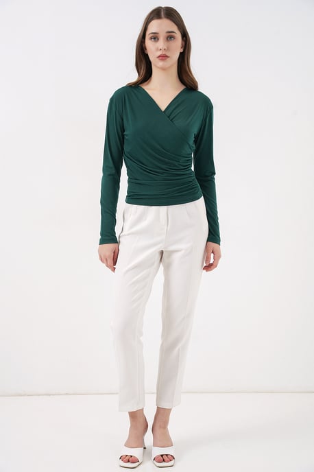 Dubbelzijdige blouse met lange mouwen en plooidetail - Image 2