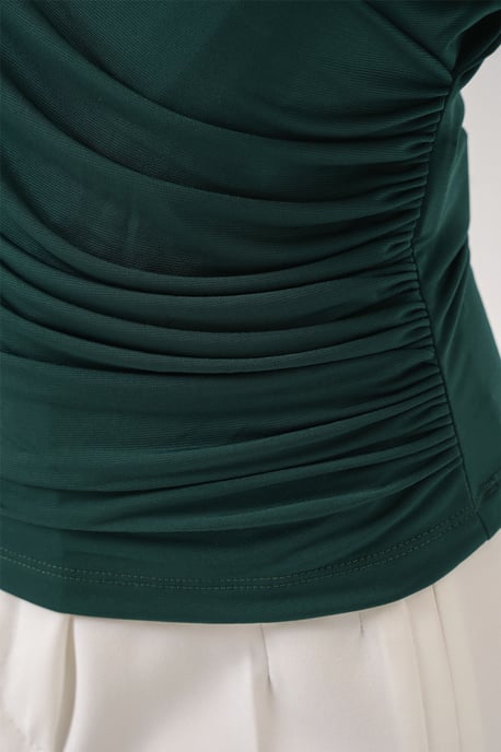 Dubbelzijdige blouse met lange mouwen en plooidetail - Image 6