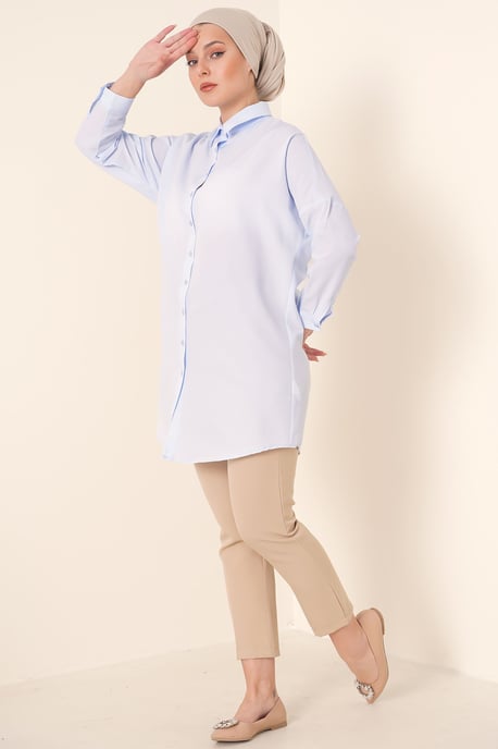 Lange Poplin Shirt met Knopsluiting - Image 2