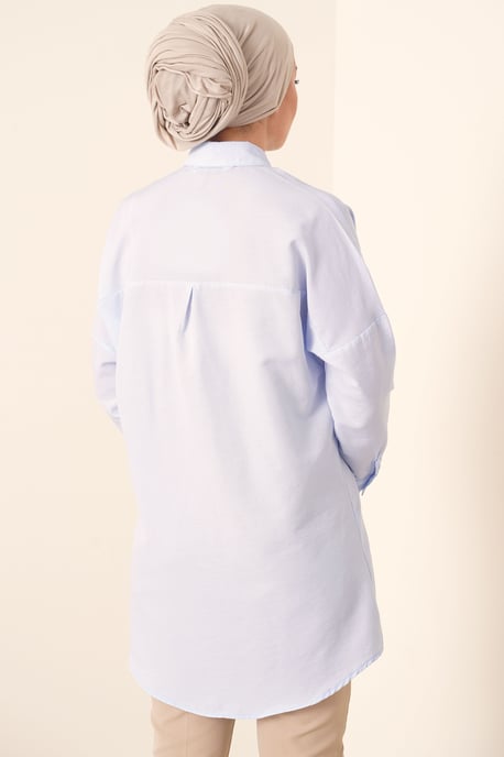 Lange Poplin Shirt met Knopsluiting - Image 3