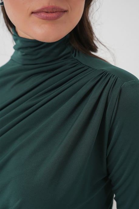 Tajt polokrage blus med draperingsdetalj - Image 6