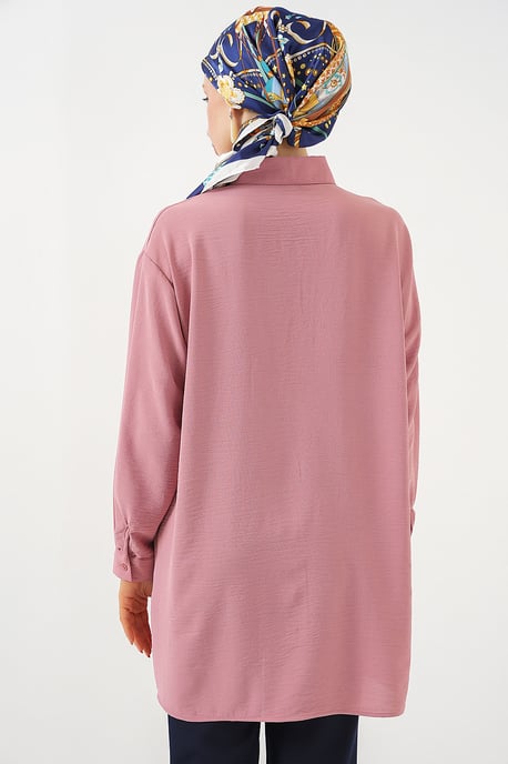 Överdimensionerad långärmad skjortblus med krage - Image 6