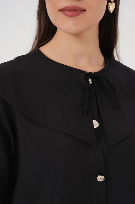 Lange Losse Blouse met Babykraag en Strikdetail - Image 5