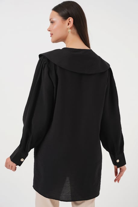 Lange Losse Blouse met Babykraag en Strikdetail - Image 6