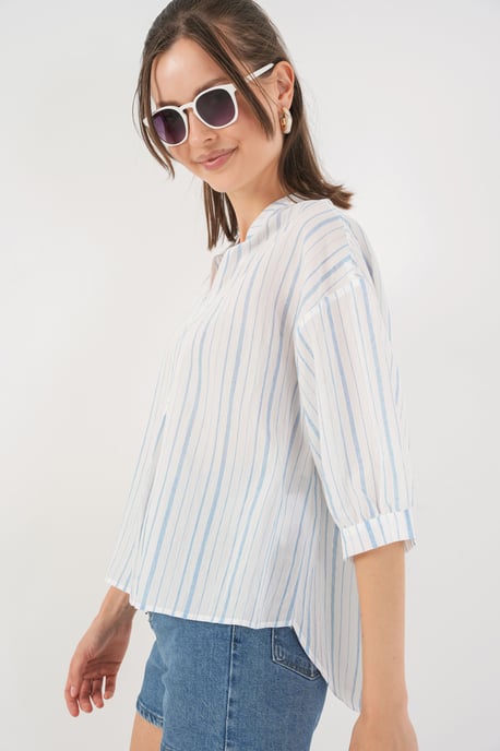 Gestreepte V-hals Blouse - Image 3