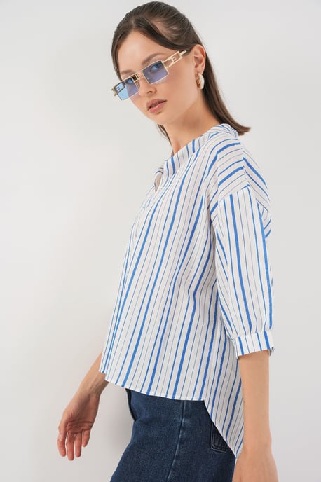 Gestreepte V-hals Blouse - Image 4