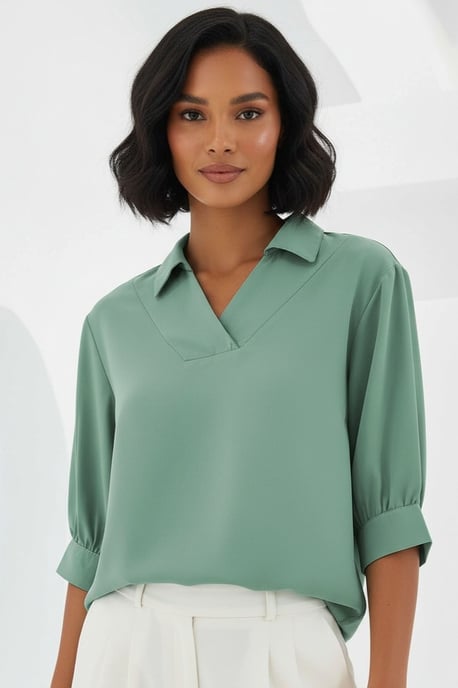 Polo Kraag Losse Pasvorm Blouse - Image 2