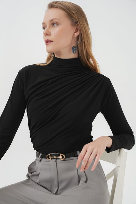Tajt polotröja med draperingsdetalj - Image 3