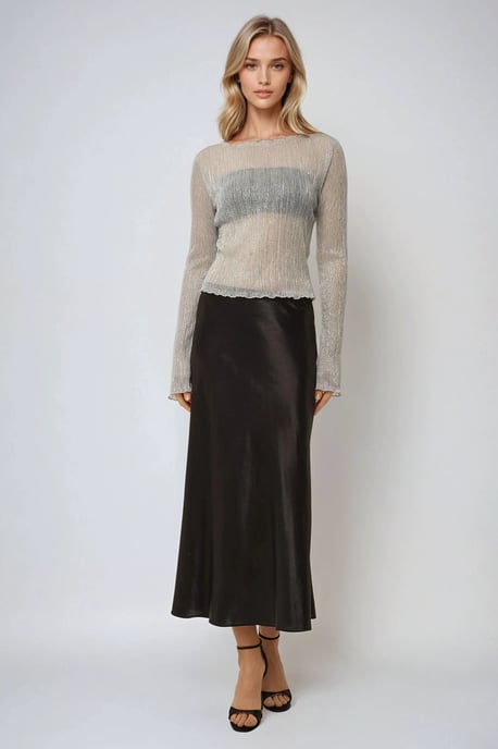 Texturerad Glitterblus med Rund Halsringning - Image 3