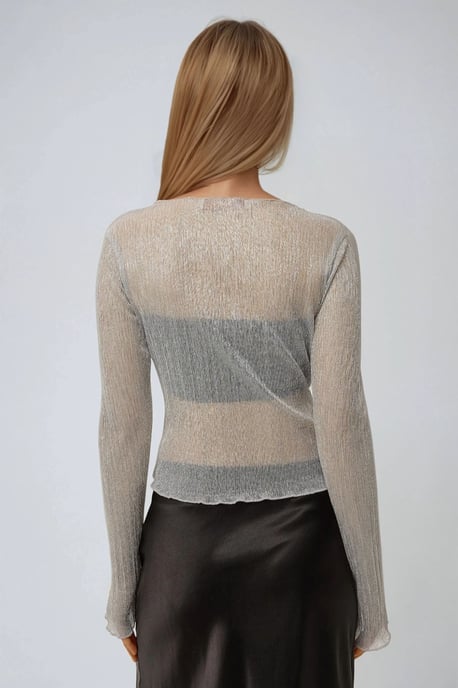 Texturerad Glitterblus med Rund Halsringning - Image 4