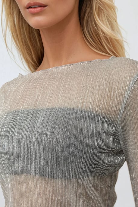 Texturerad Glitterblus med Rund Halsringning - Image 5