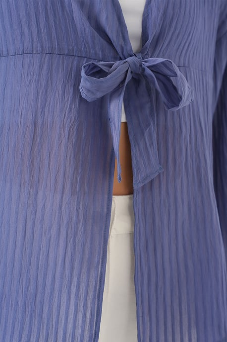 V-Neck Blouse with Bow Tie - Image 5