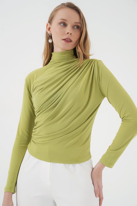 Aansluitende colblouse met drapeer-detail - Image 3