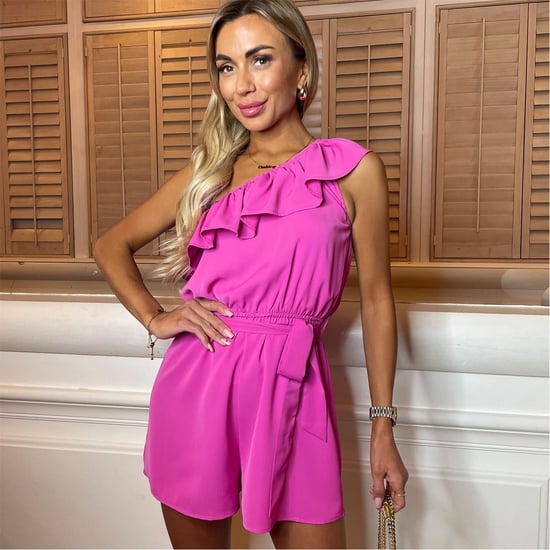 Women's AX Paris Pink One Shoulder Tie Waist Playsuit in Hot Pink - Image 3
