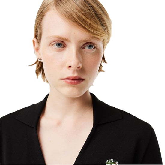 Women's Lacoste Slim Fit Short Sleeve Shirt in Black - Image 3