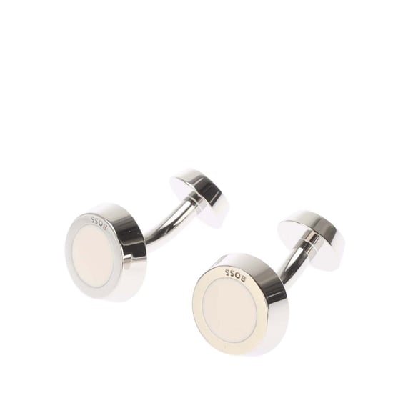 Accessories Boss Simony Polished Silver Tone Cufflinks in White - Image 2