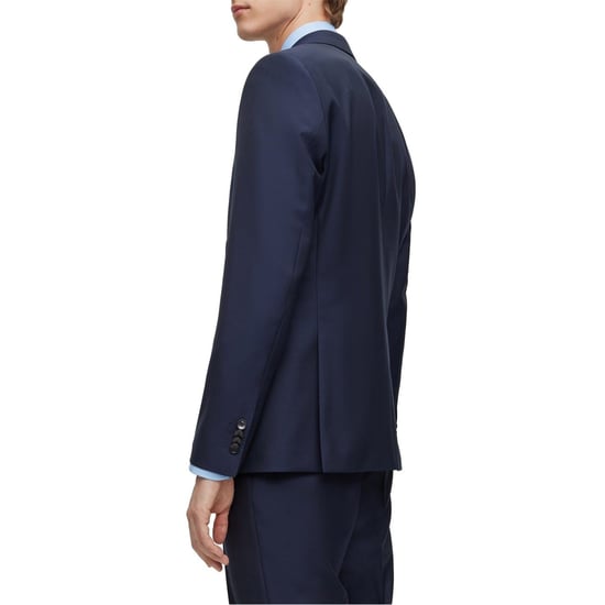Men's Boss Solid Patterned Notch Collared Full Suit in Blue - Image 3
