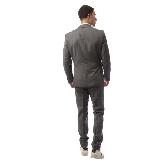 Men's Boss Solid Patterned Notch Collared Suit Jacket in Silver - Image 2