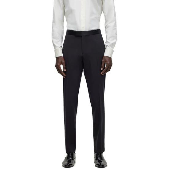 Men's Boss Genius Tux Solid Patterned Suit Trousers in Black - Image 2