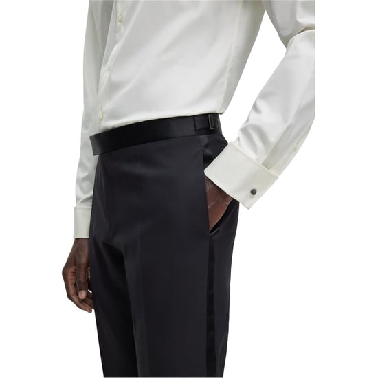 Men's Boss Genius Tux Solid Patterned Suit Trousers in Black - Image 4