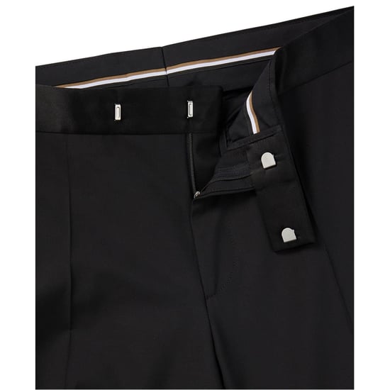 Men's Boss Genius Tux Solid Patterned Suit Trousers in Black - Image 6