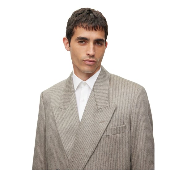Men's Boss Stripe Patterned Regular Fit Full Suit in Silver - Image 2