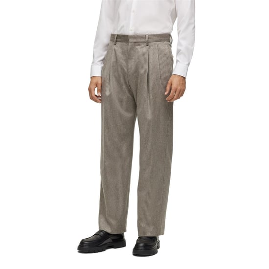 Men's Boss Stripe Patterned Regular Fit Full Suit in Silver - Image 3