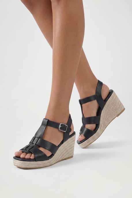 Extra Wide Fit T Bar Strappy Wedges - Image 1
