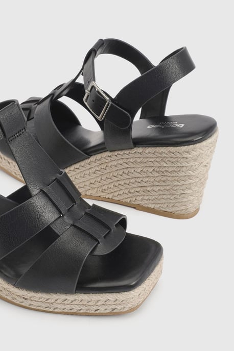 Extra Wide Fit T Bar Strappy Wedges - Image 6