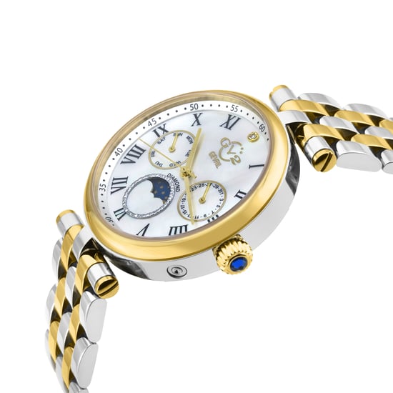 GV2 Florence Women's Mother of Pearl Dial Diamond Cut Ring on Dial Two Tone IP Gold Bracelet Watch - Image 3