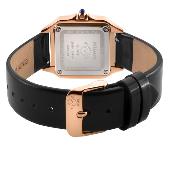 GV2 Milan Women's Silver Dial Black Leather strap watch - Image 2