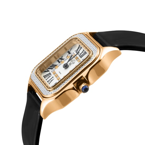 GV2 Milan Women's Silver Dial Black Leather strap watch - Image 3