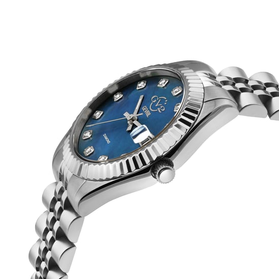 GV2 Naples Women's 316L Stainless Steel case, Dk Blue MOP Dial, 316L Stainless Steel bracelet. - Image 3