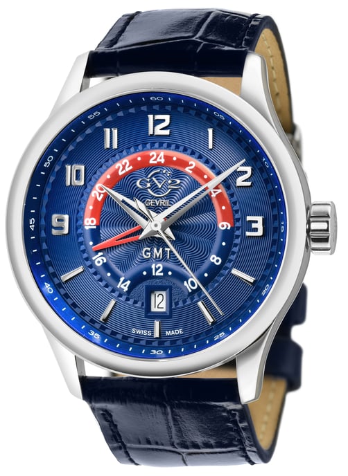 GV2 Men's Giromondo Blue Dial Blue Calfskin Leather Watch - Image 1
