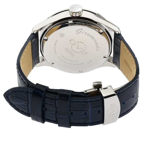 GV2 Men's Giromondo Blue Dial Blue Calfskin Leather Watch - Image 3