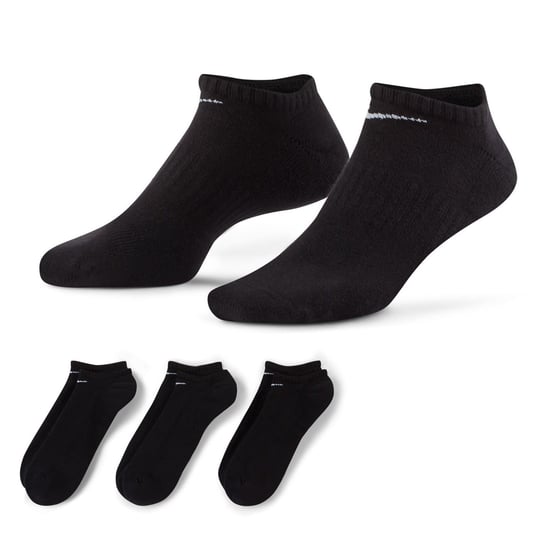Men's Nike 3 Pack Cushioned No Show Socks in Black/White - Image 1