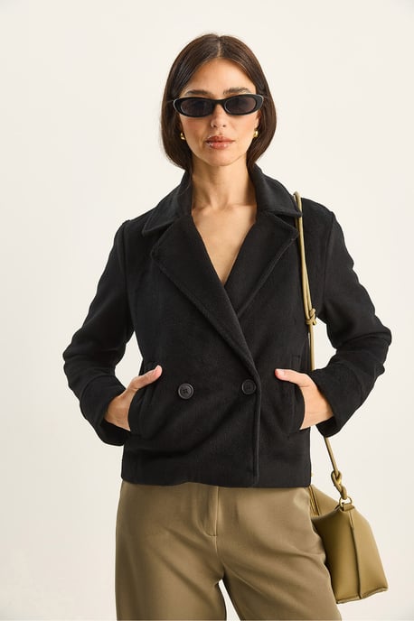 Plush Button-Up Coat with Pockets - Image 3