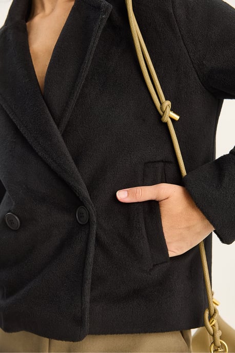 Plush Button-Up Coat with Pockets - Image 5