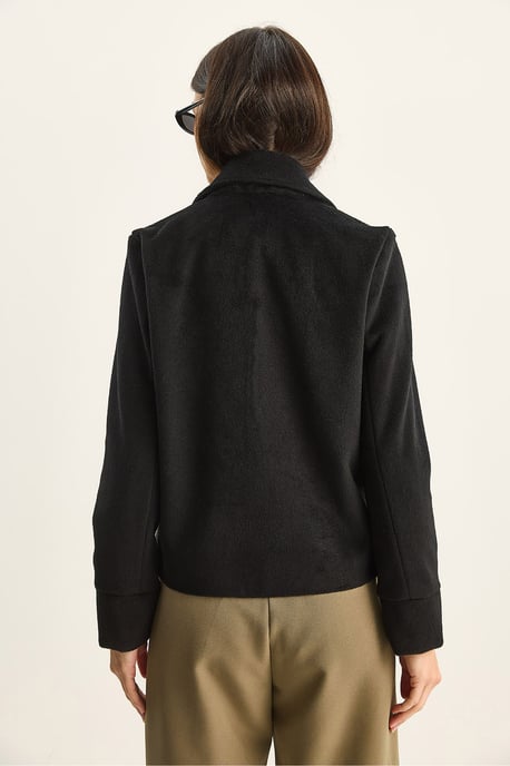 Plush Button-Up Coat with Pockets - Image 6