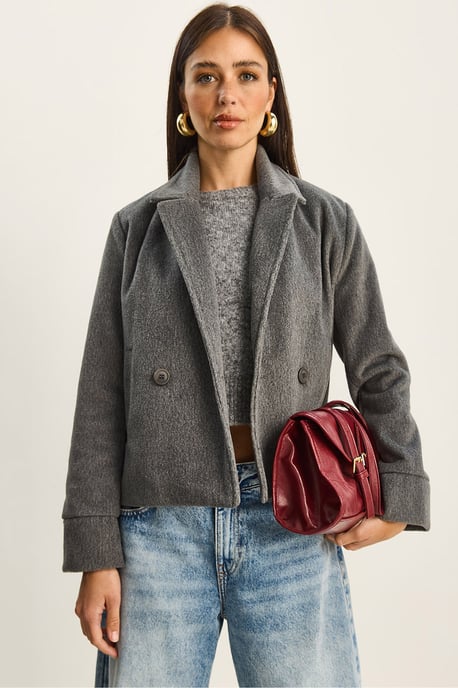 Plush Button-Up Coat with Pockets - Image 1