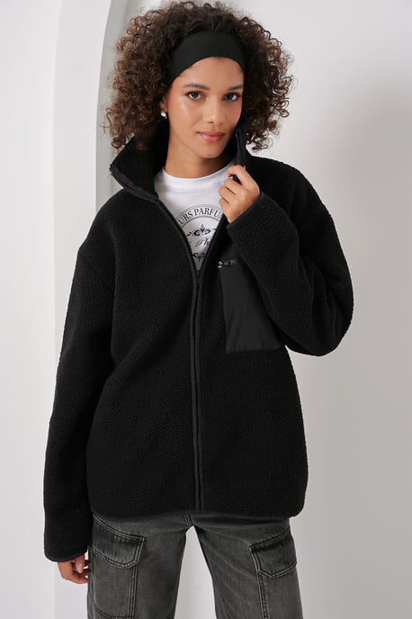 Pocket Gedetailleerde Oversized Pluche Jas - Image 3