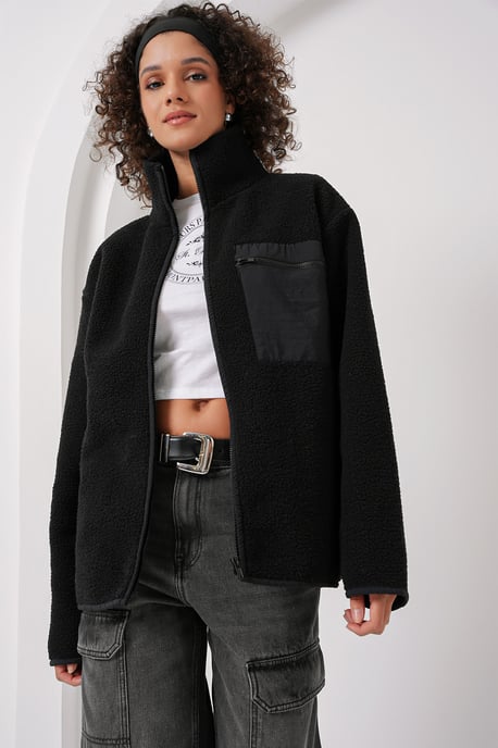 Pocket Gedetailleerde Oversized Pluche Jas - Image 4