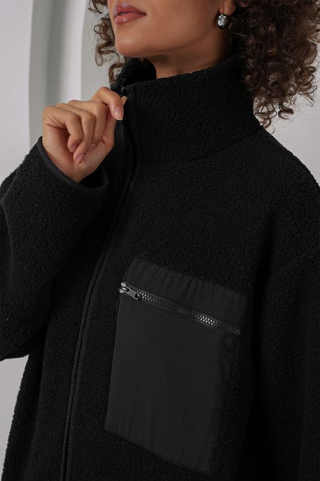Pocket Gedetailleerde Oversized Pluche Jas - Image 5