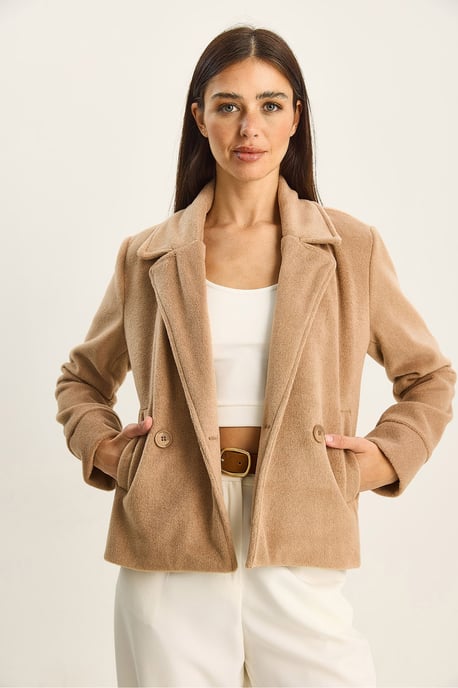 Plush Button-Up Coat with Pockets - Image 2