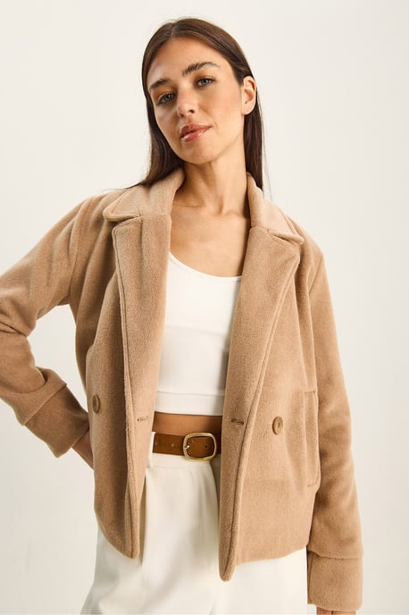 Plush Button-Up Coat with Pockets - Image 4